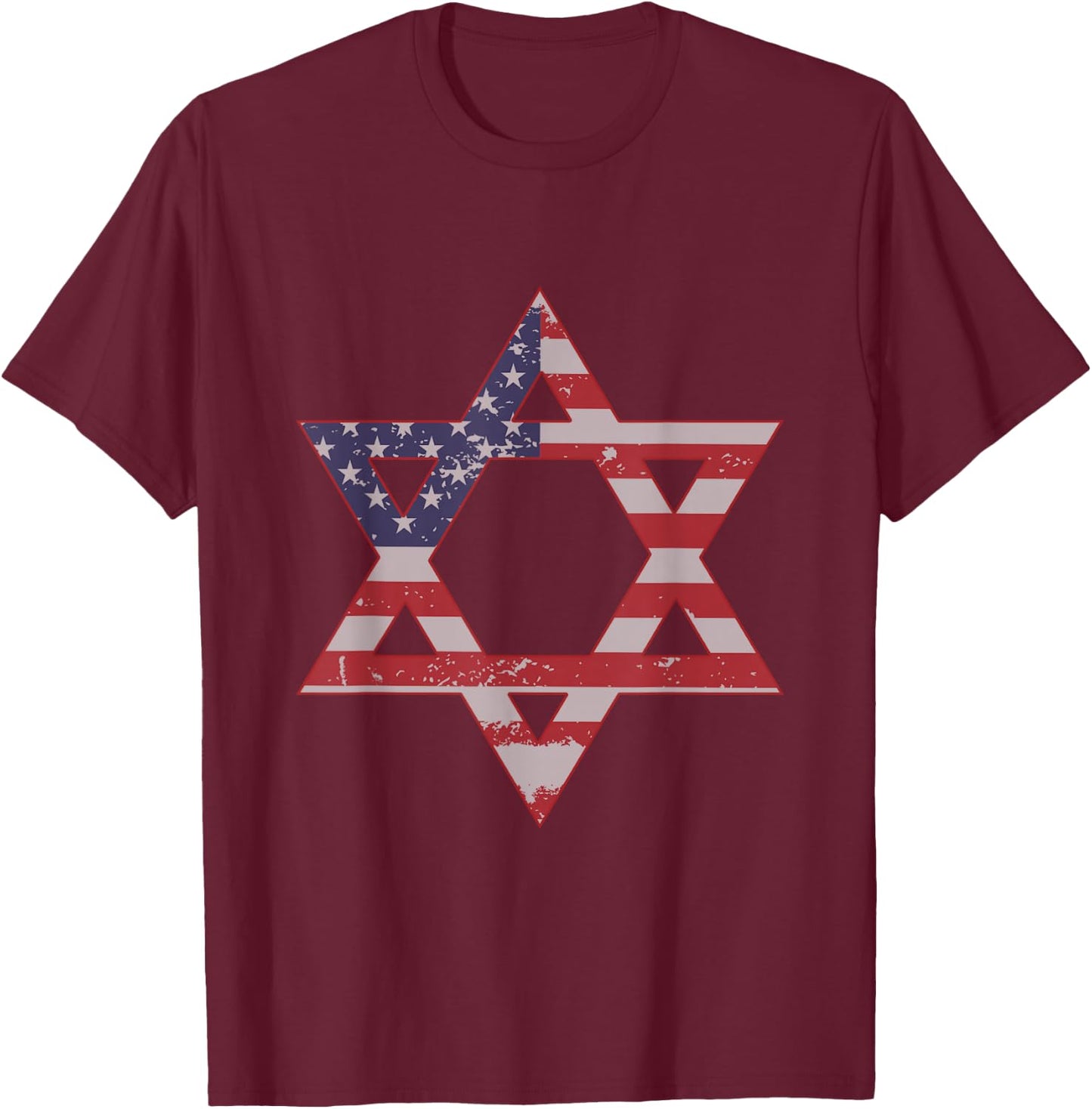 US USA America & Israeli Magen Star Of David T Shirt T-Shirt - T-Shirt | Maroon