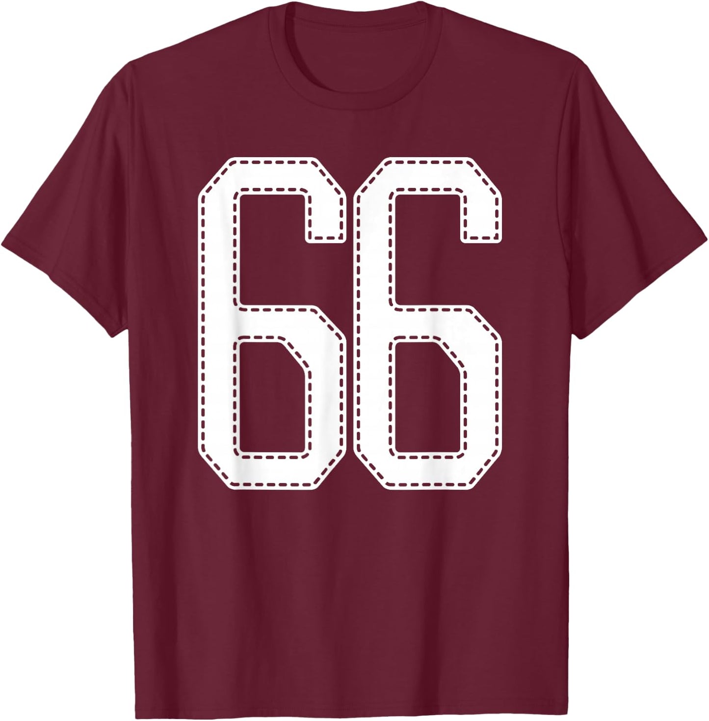 Official Team League #66 Jersey Number 66 Sports Jersey T-Shirt - T-Shirt | Maroon