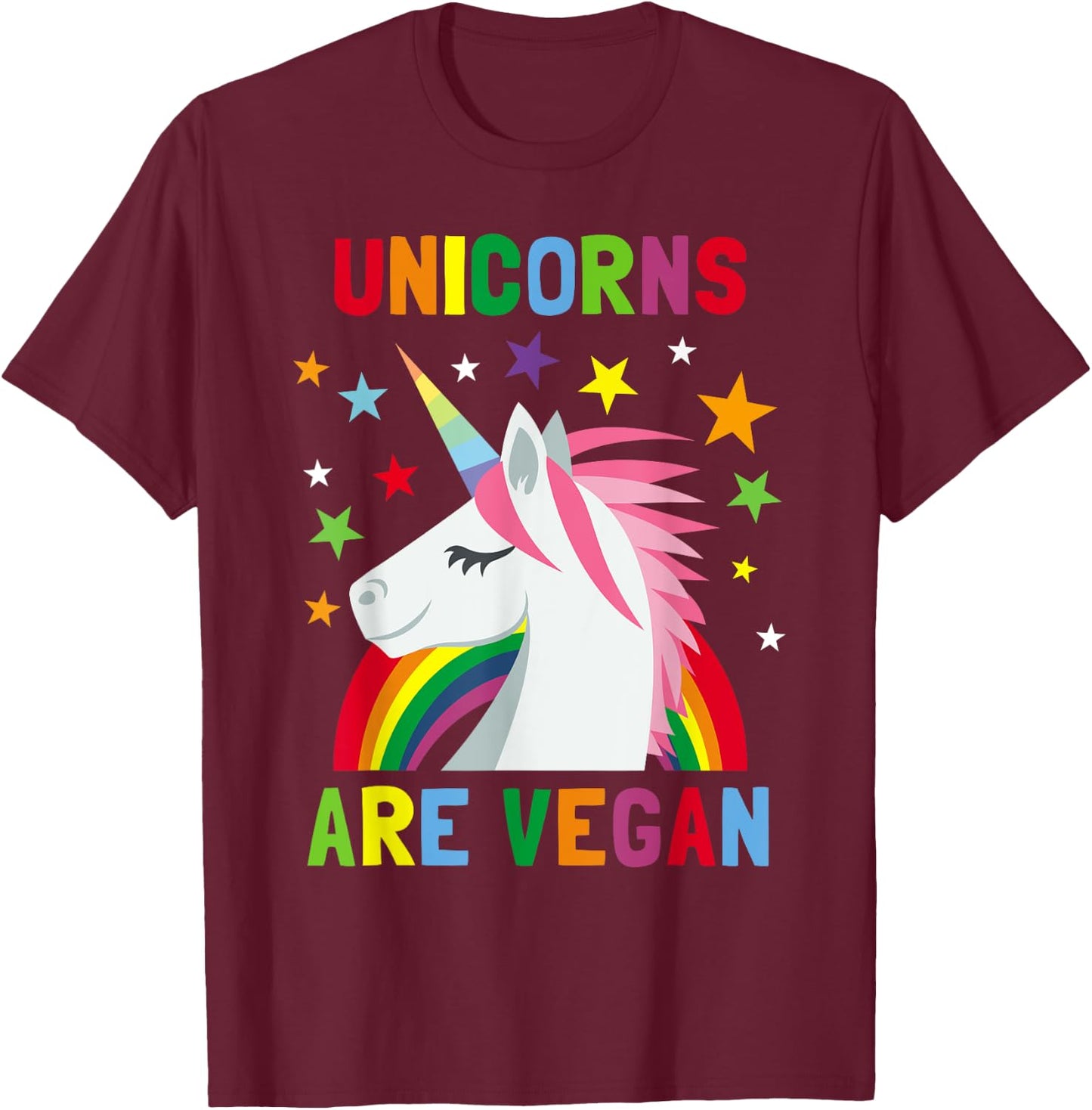 Unicorns Are Vegan Rainbow Plant-based Diet Vegans T-Shirt - T-Shirt | Maroon