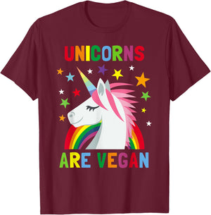 Unicorns Are Vegan Rainbow Plant-based Diet Vegans T-Shirt - T-Shirt | Maroon