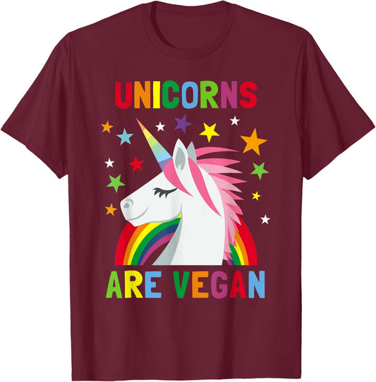 Unicorns Are Vegan Rainbow Plant-based Diet Vegans T-Shirt - T-Shirt | Maroon