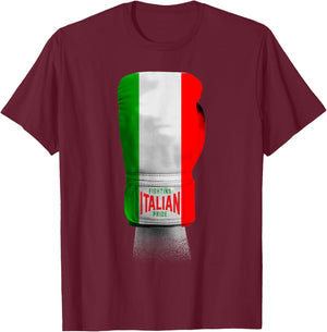 Vintage Italian Flag Boxing Gloves designer T-Shirt - T-Shirt | Maroon