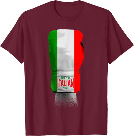 Vintage Italian Flag Boxing Gloves designer T-Shirt - T-Shirt | Maroon