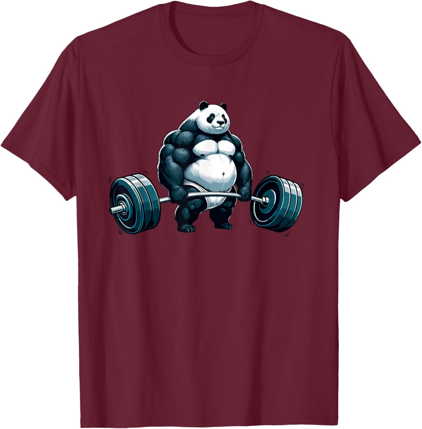 Workout Panda Deadlifter Funny Gym Lifting Motivation T-Shirt - T-Shirt | Maroon