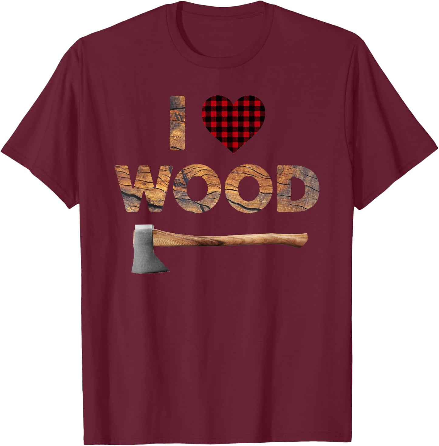 I Love Wood Lumberjack Heart Halloween Costume T-Shirt - T-Shirt | Maroon