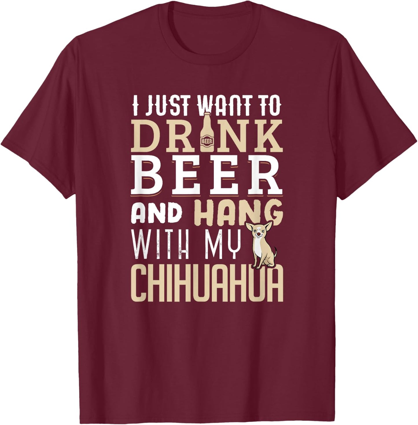 Funny Father's Day Dog Lovers Chihuahua Dad Shirt T-Shirt - T-Shirt | Maroon