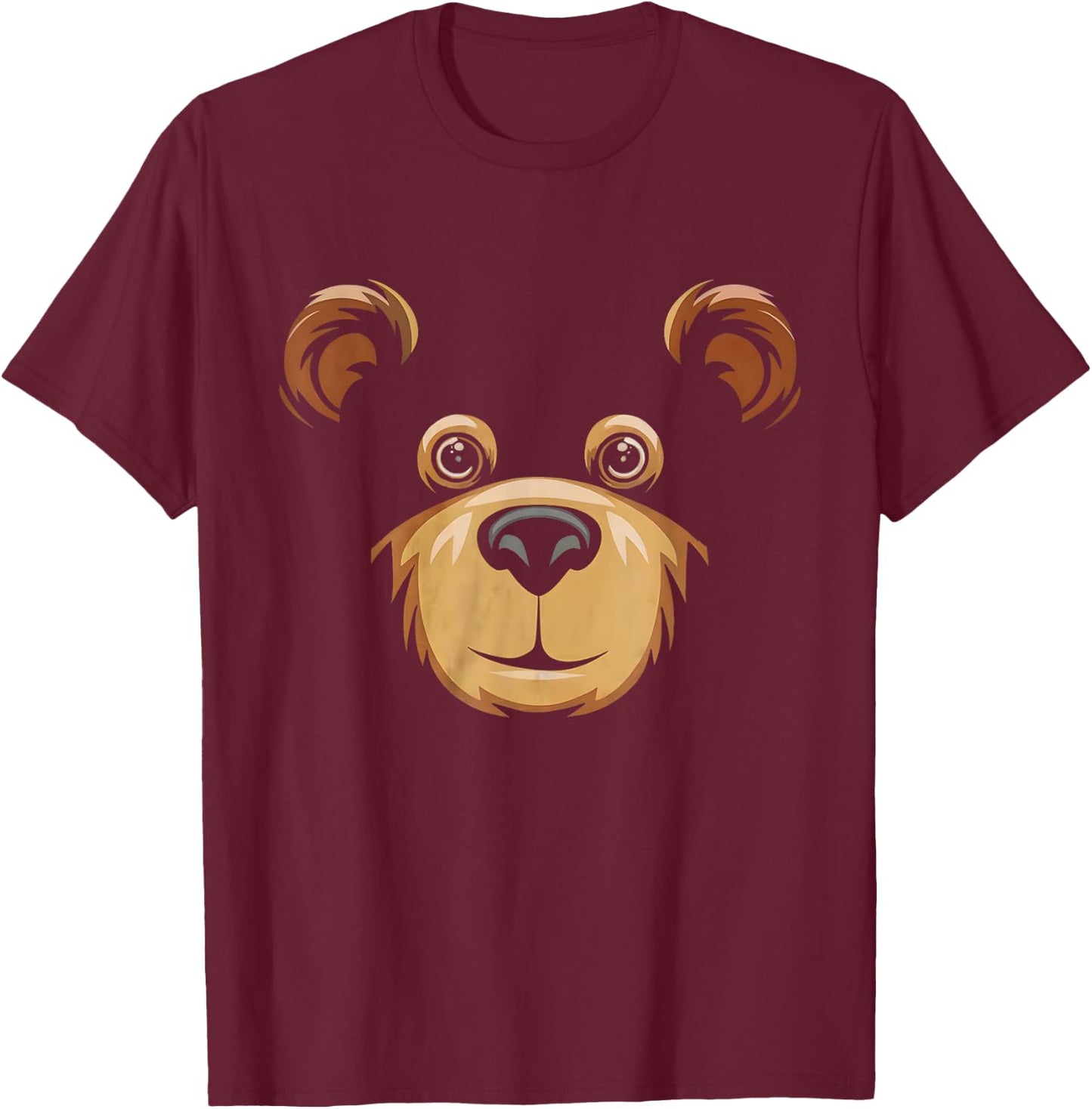 Bear Face Halloween Costume Brown Bear Animal Kids T-Shirt - T-Shirt | Maroon