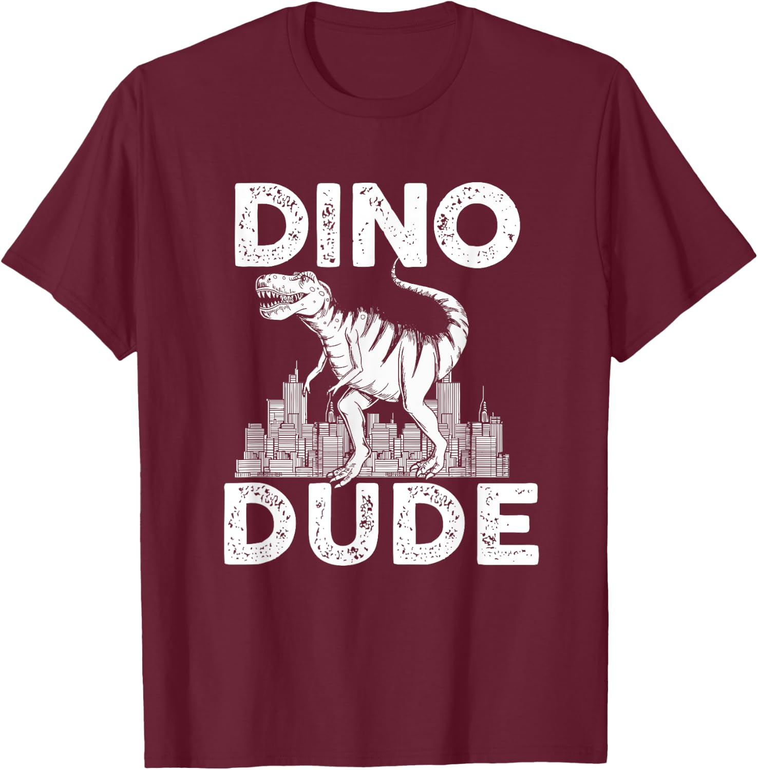 Dino-Dude Dinosaur Family Matching T-Shirt - T-Shirt | Maroon