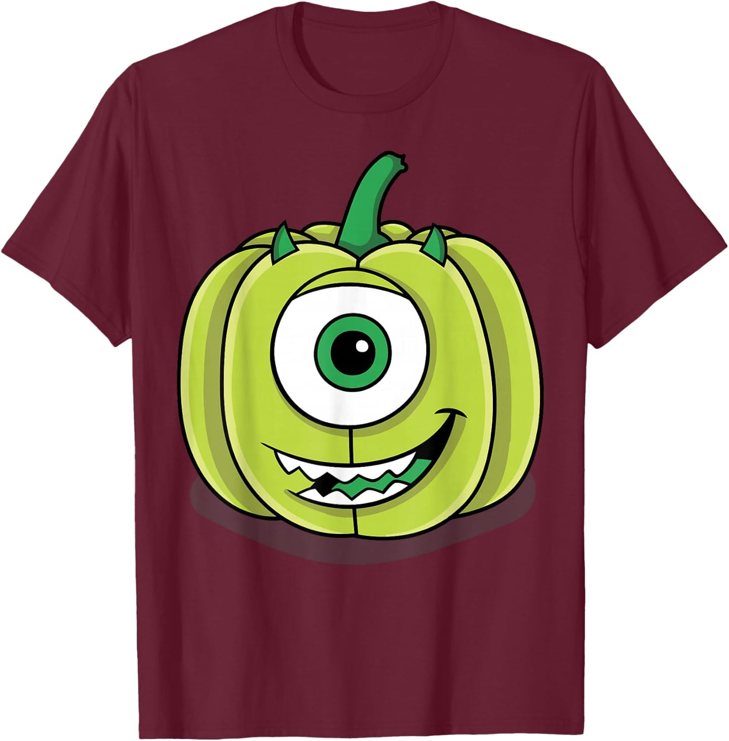 Disney Pixar Monsters Inc. Mike Green Pumpkin Halloween T-Shirt - T-Shirt | Maroon