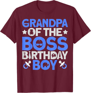 Grandpa Of The Boss Birthday Party Outfit Like A Boss T-Shirt - T-Shirt | Maroon