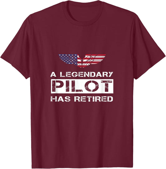 A Legendary Pilot Has Retired Military Jet Retirement Wings T-Shirt - T-Shirt | Maroon