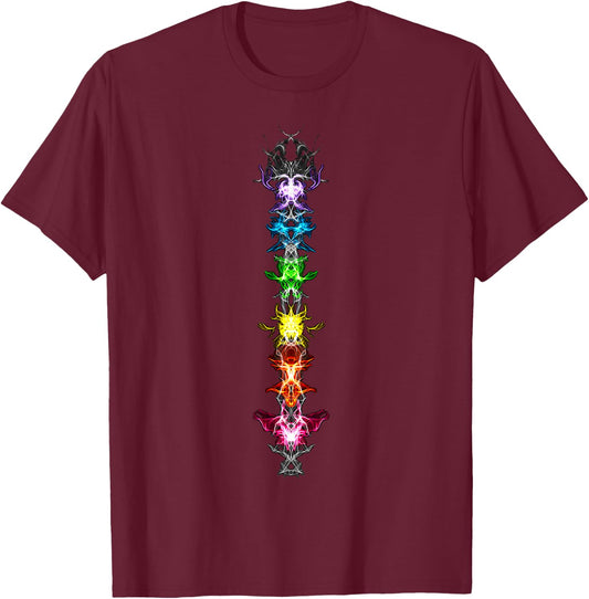 Fractal, Chakra, Buddhism Yoga, Rainbow, Symbol Spirituality T-Shirt - T-Shirt | Maroon