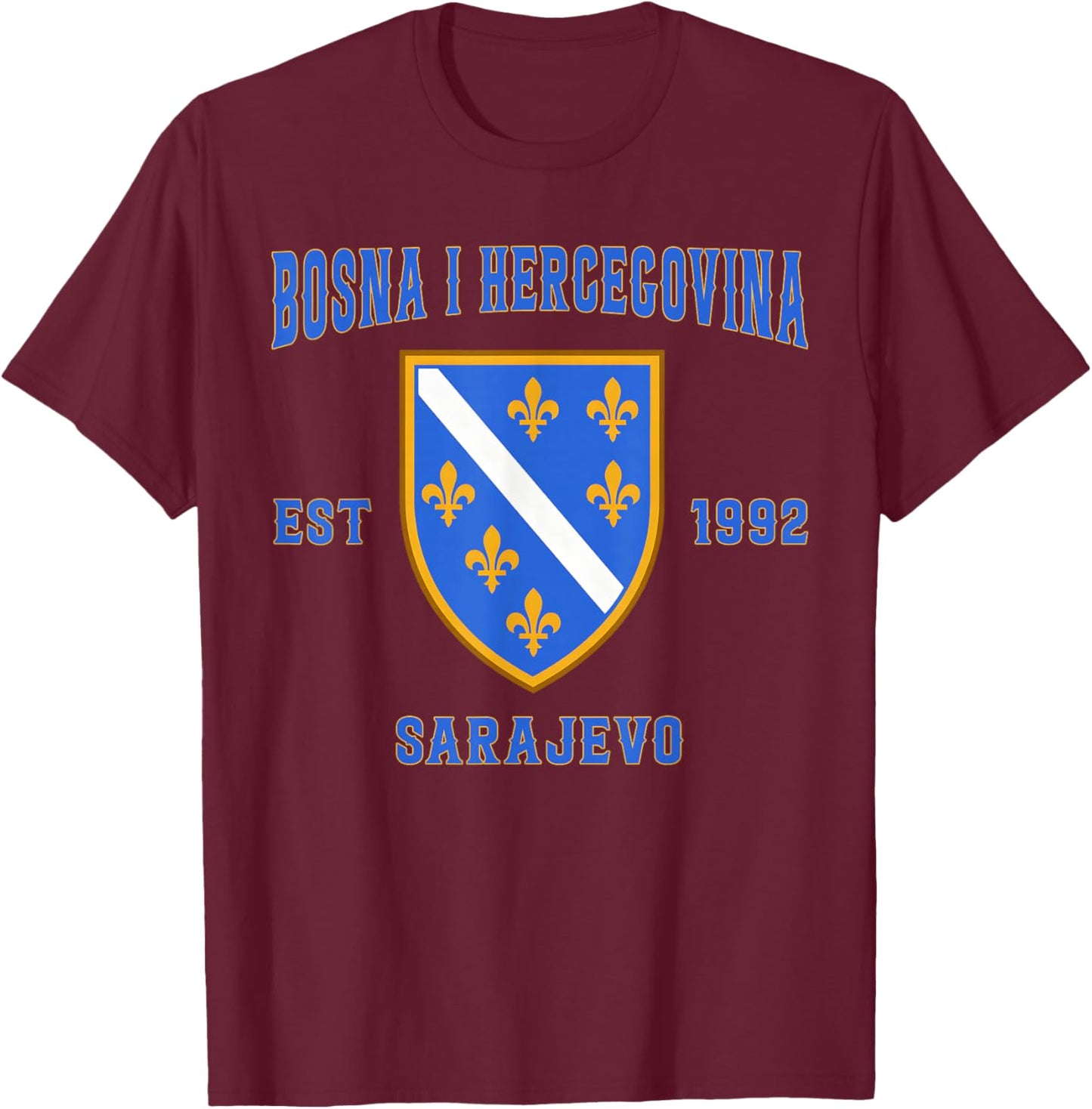 Bosnia I Herzegovina Flag Bosna Pride Heritage T-Shirt - T-Shirt | Maroon