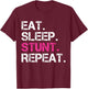 Eat Sleep Stunt Repeat Pink Cheerleader Girl Gift Cheer T-Shirt - T-Shirt | Maroon