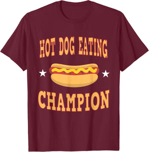 Hot Dog Eating Champion Funny T Shirt T-Shirt - T-Shirt | Maroon