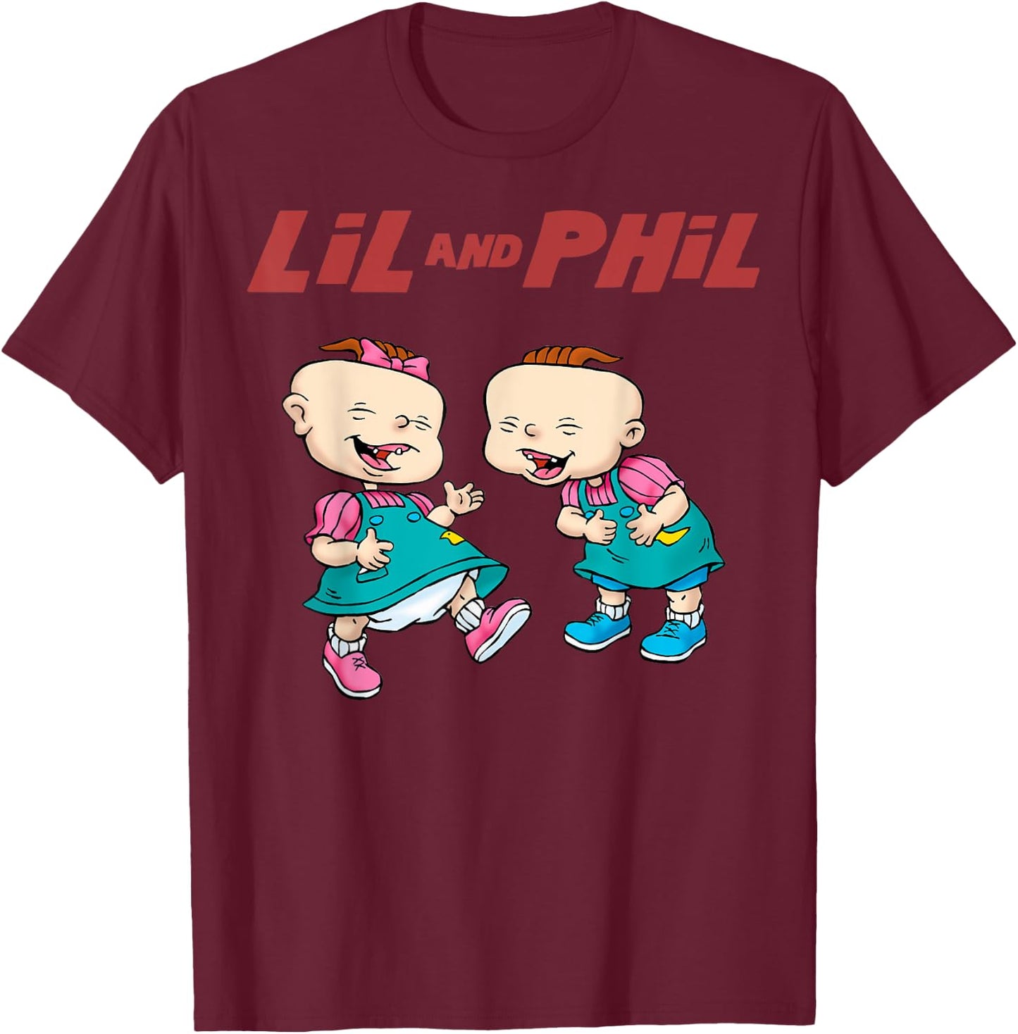 Rugrats Lil And Phil Laughing Poster T-Shirt - T-Shirt | Maroon