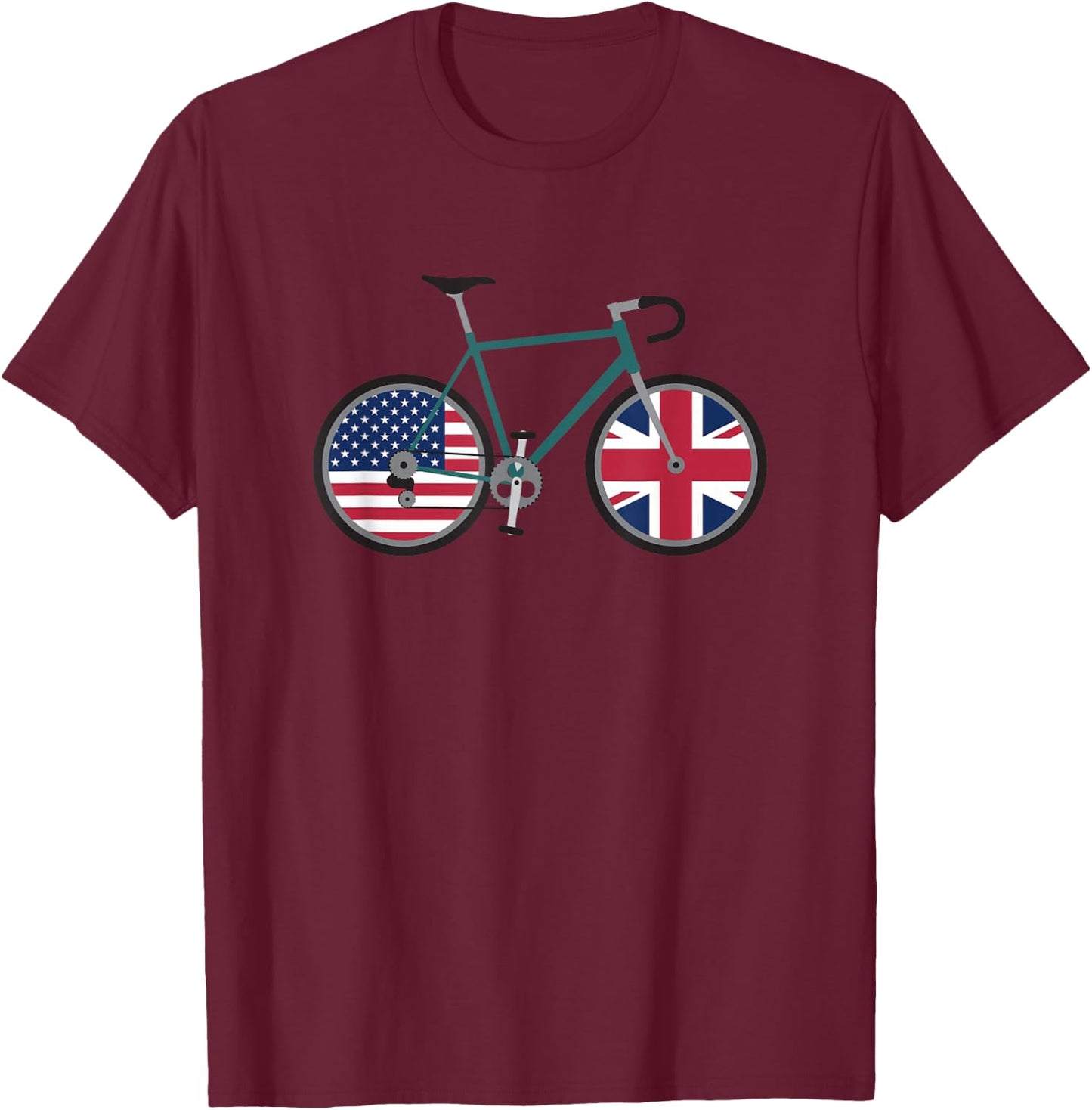 Dual Citizen Cycling USA United Kingdom - Dual Citizenship T-Shirt - T-Shirt | Maroon