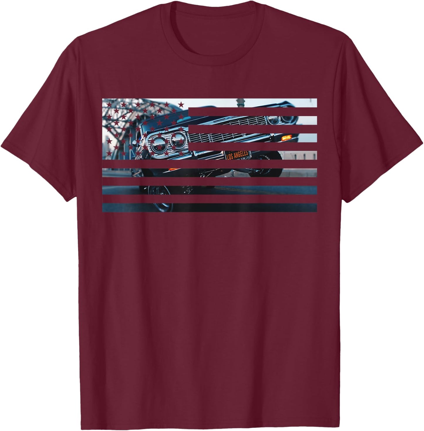 Low Rider Los Angeles American Flag LA USA 4th of July T-Shirt - T-Shirt | Maroon