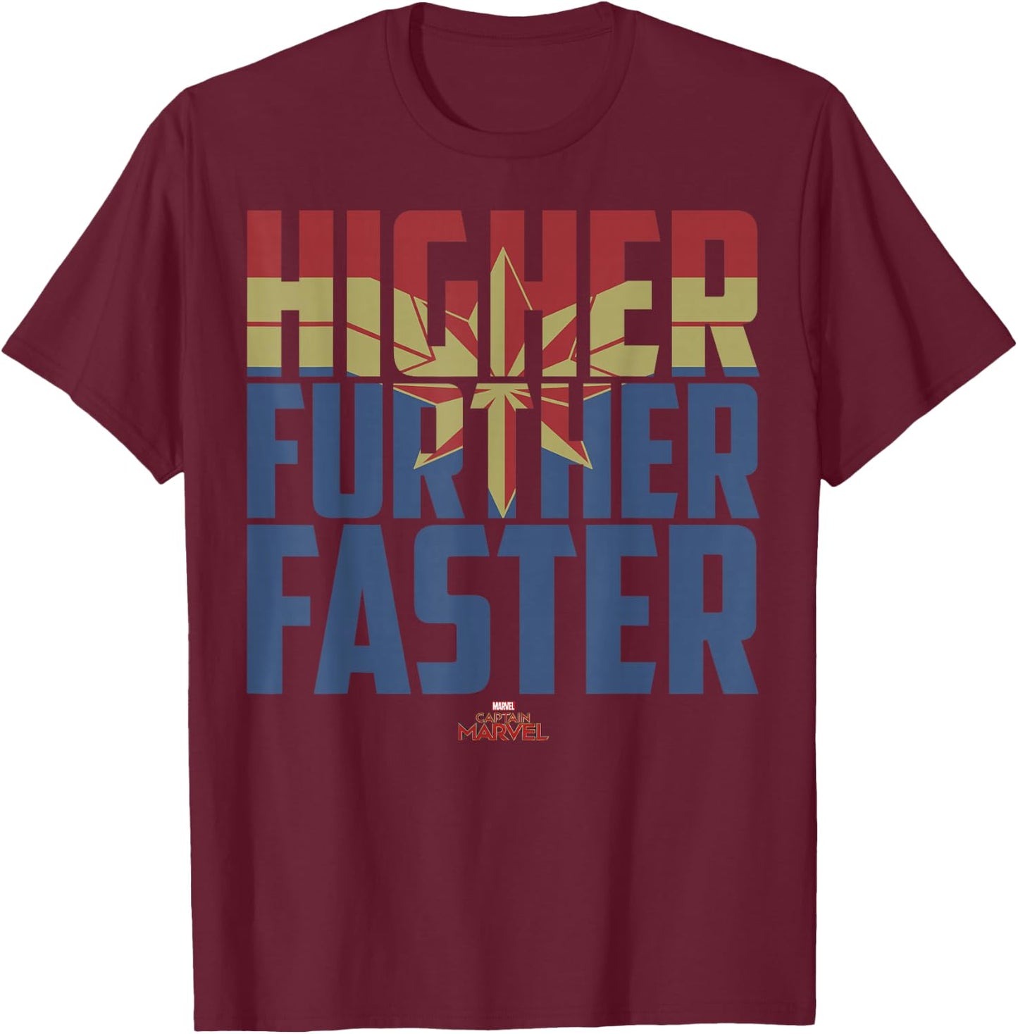 Captain Marvel Movie Higher Further Faster Graphic T-Shirt - T-Shirt | Maroon