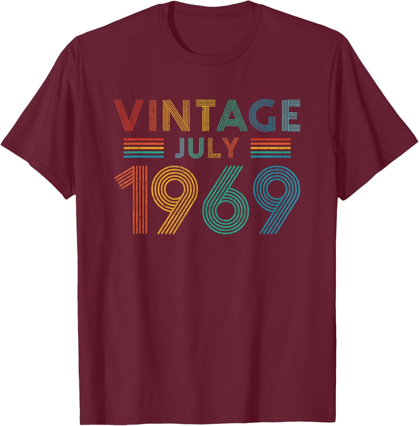 50th Birthday Gift Vintage July 1969 Fifty Years Old T-Shirt - T-Shirt | Maroon