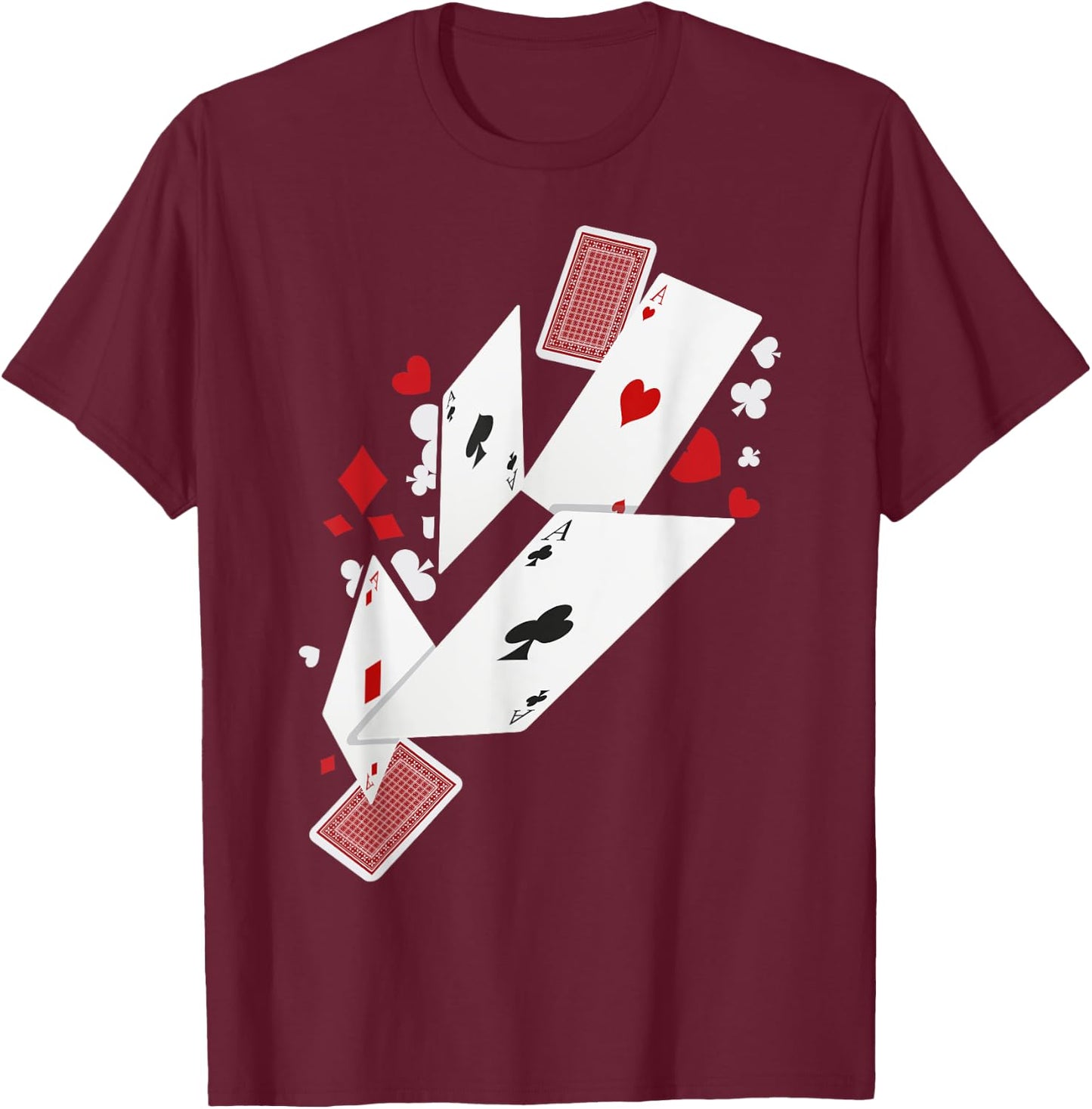 Card Shark Poker Player Four Aces Gambling Gift T-Shirt - T-Shirt | Maroon