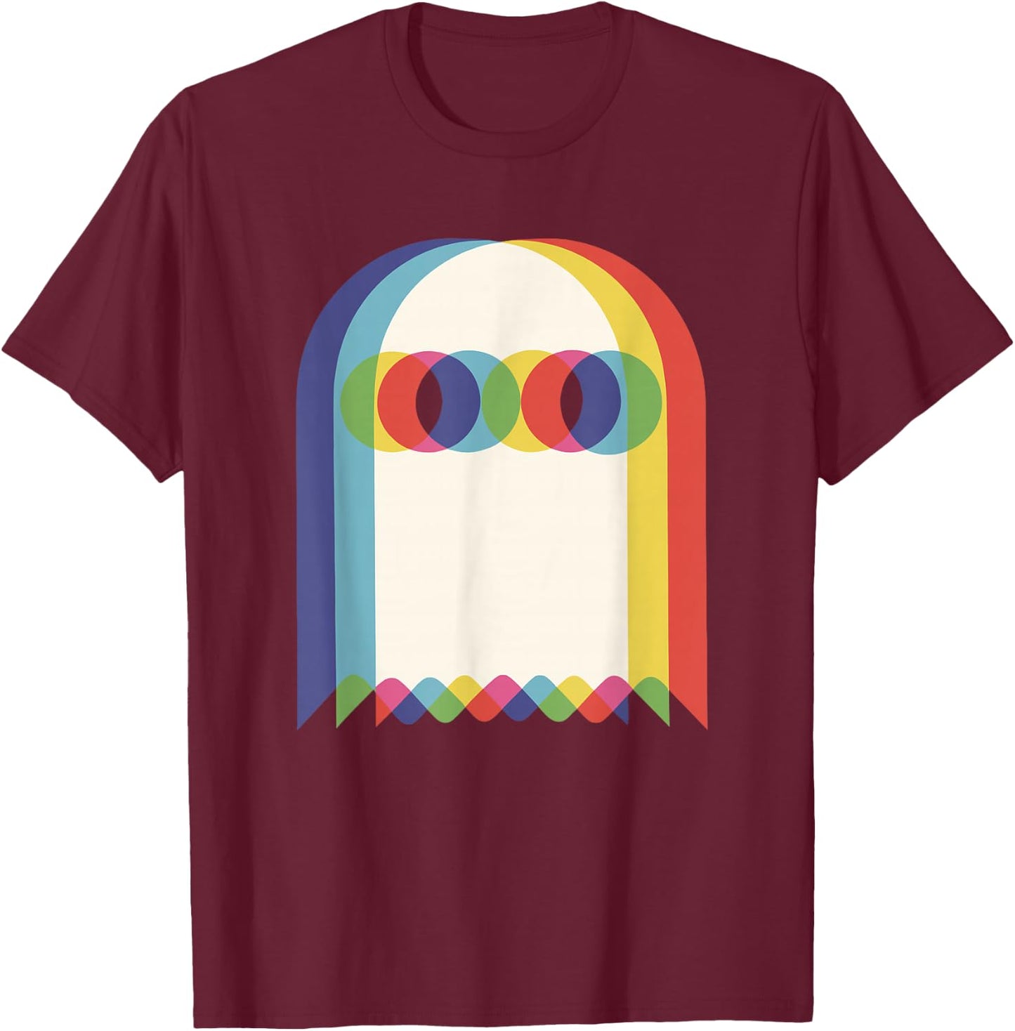 Threadrock Vaporwave Psychedelic Ghost Retro Halloween Techno EDM - Black, Small T-Shirt - T-Shirt | Maroon
