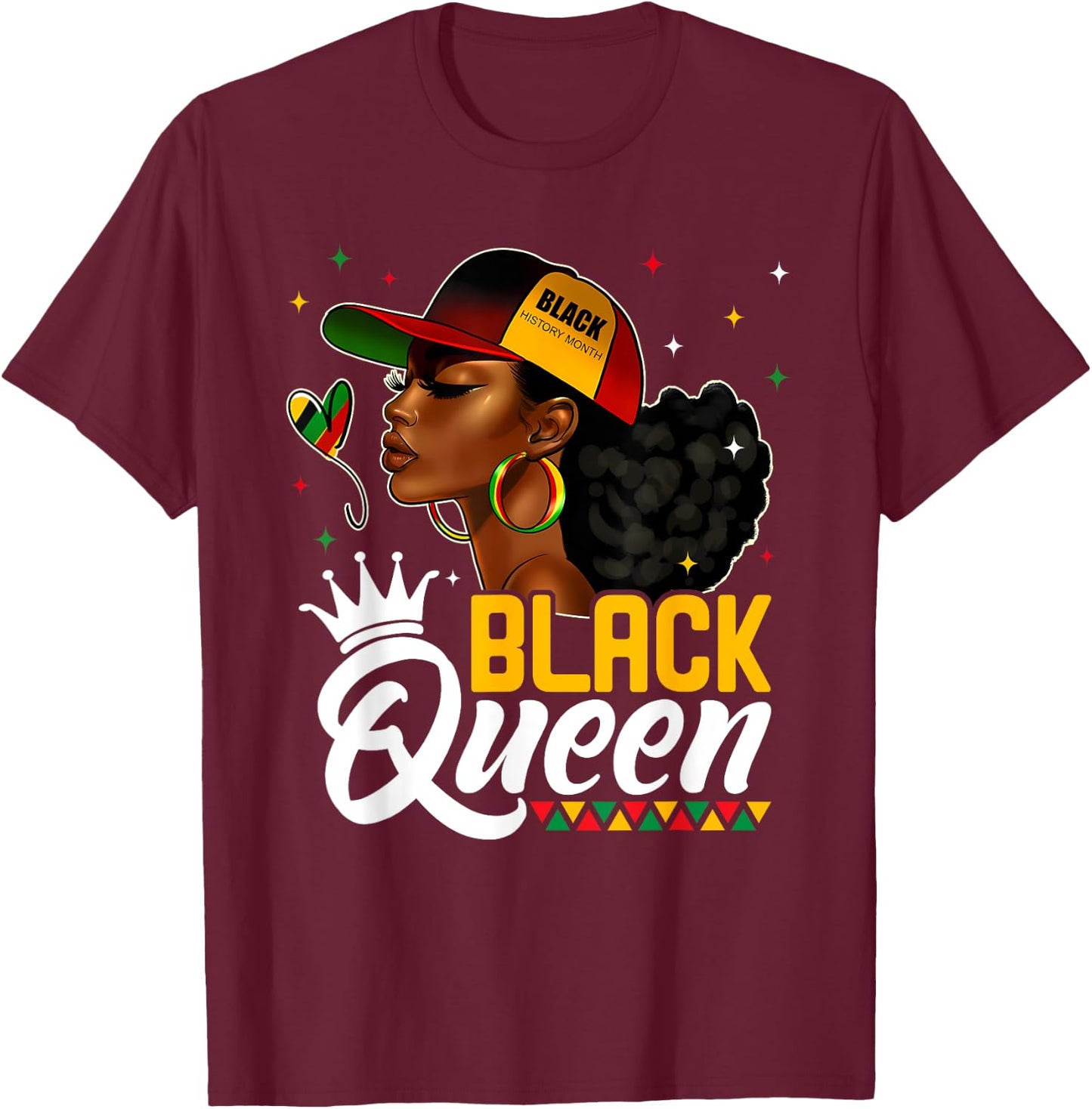 Black History Month Black Queen In Hat Melanin Girl Women T-Shirt - T-Shirt | Maroon