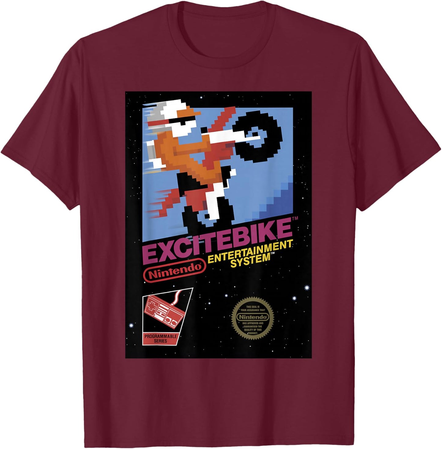 Nintendo NES Excitebike Game Retro Vintage Graphic T-Shirt - T-Shirt | Maroon