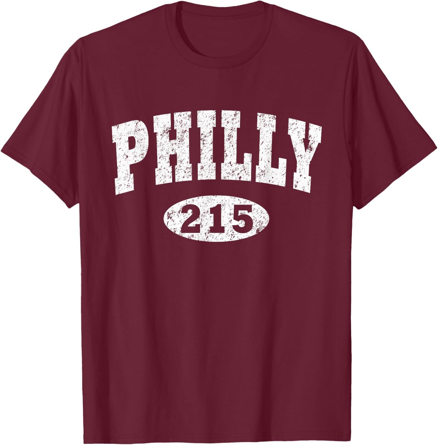 Philly 215 Shirt Philadelphia Distressed T-Shirt - T-Shirt | Maroon