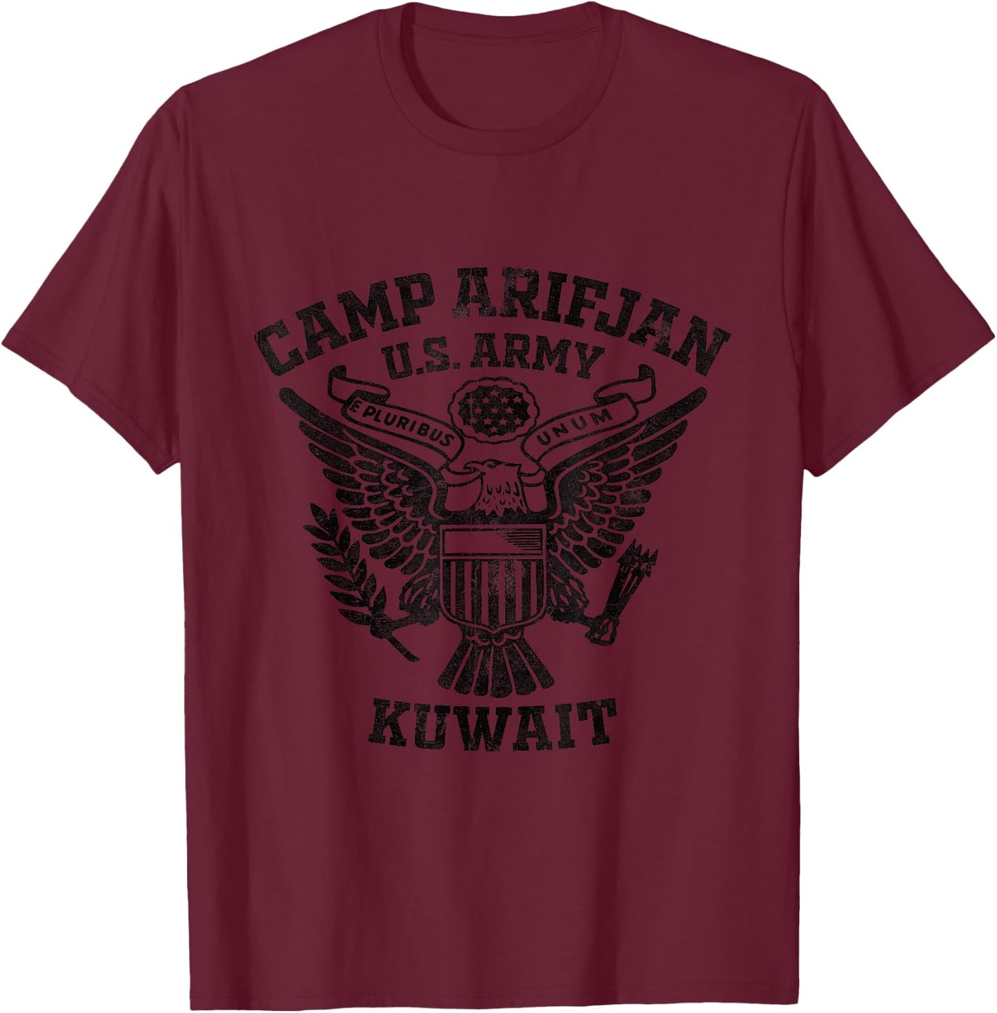 Camp Arifjan Kuwait Military Base Veteran Vintage Gifts T-Shirt - T-Shirt | Maroon