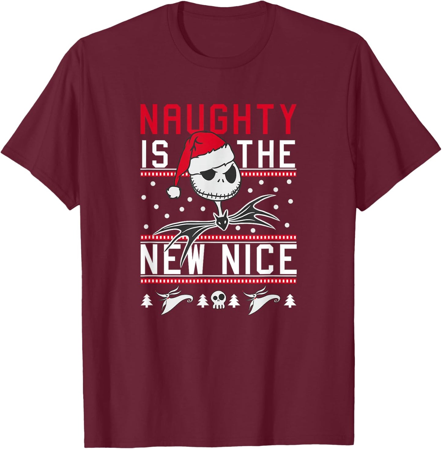 Disney Nightmare Before Christmas Nice Jack Short Sleeve T-Shirt - T-Shirt | Maroon