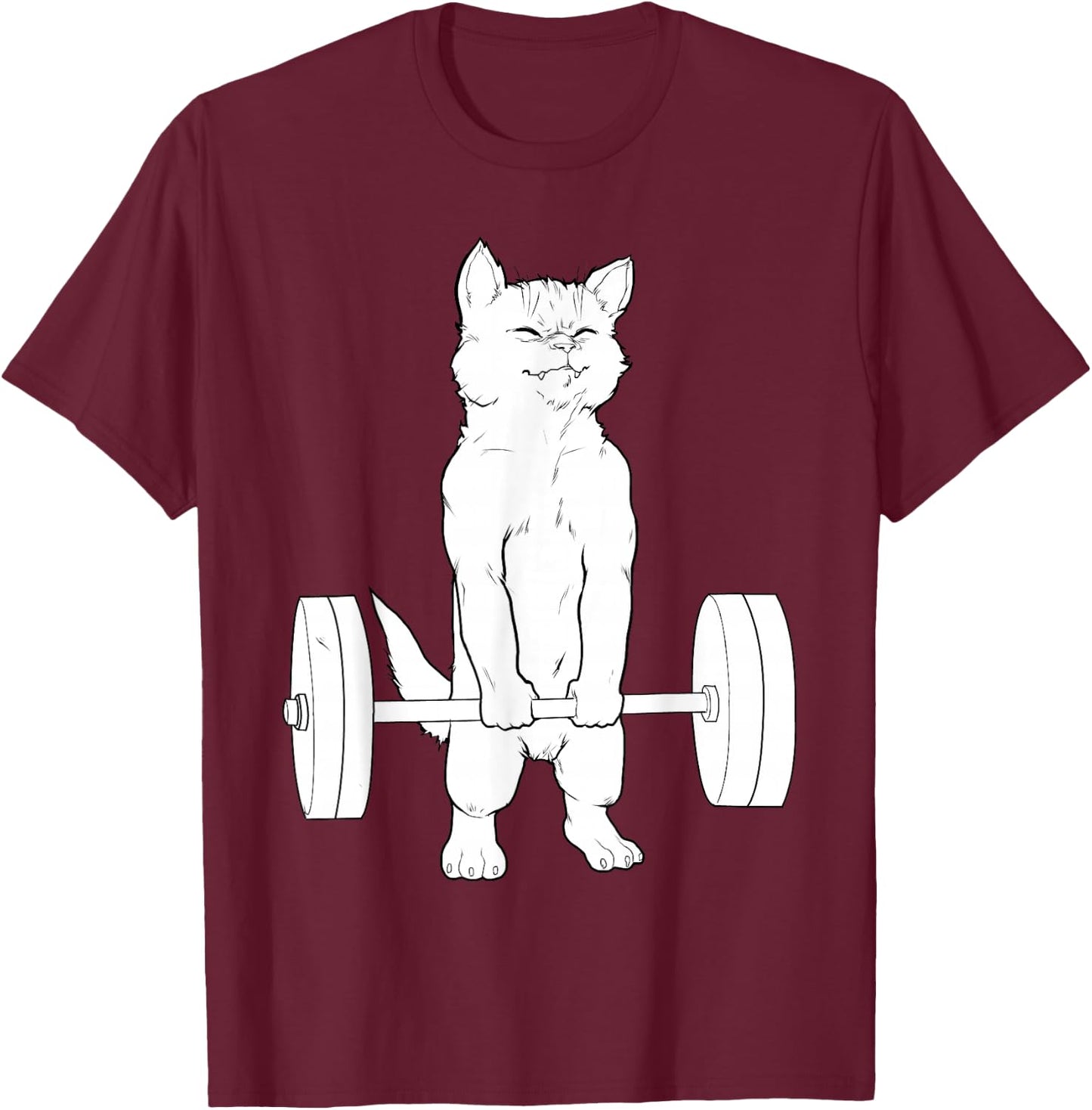 Cat Deadlift Powerlifting T-Shirt - T-Shirt | Maroon