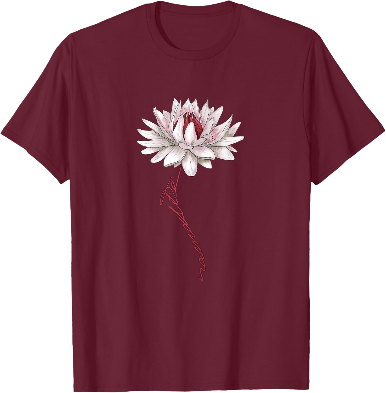 Namaste Spiritual White Water Lily Lotus for Yoga, Fitness T-Shirt - T-Shirt | Maroon