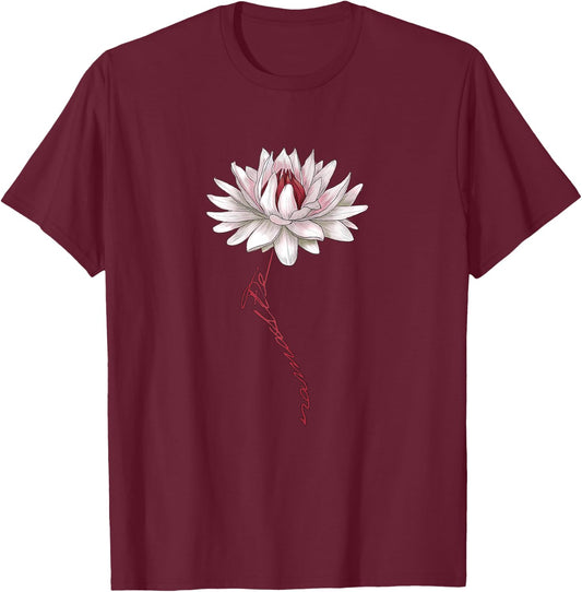 Namaste Spiritual White Water Lily Lotus for Yoga, Fitness T-Shirt - T-Shirt | Maroon