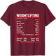 Funny Weightlifting Nutrition Facts Bodybuilding T-Shirt - T-Shirt | Maroon