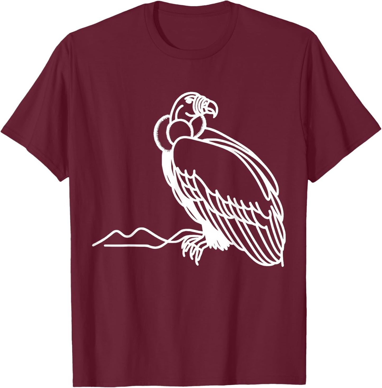 Andean Condor Line Art Birdwatcher T-Shirt - T-Shirt | Maroon