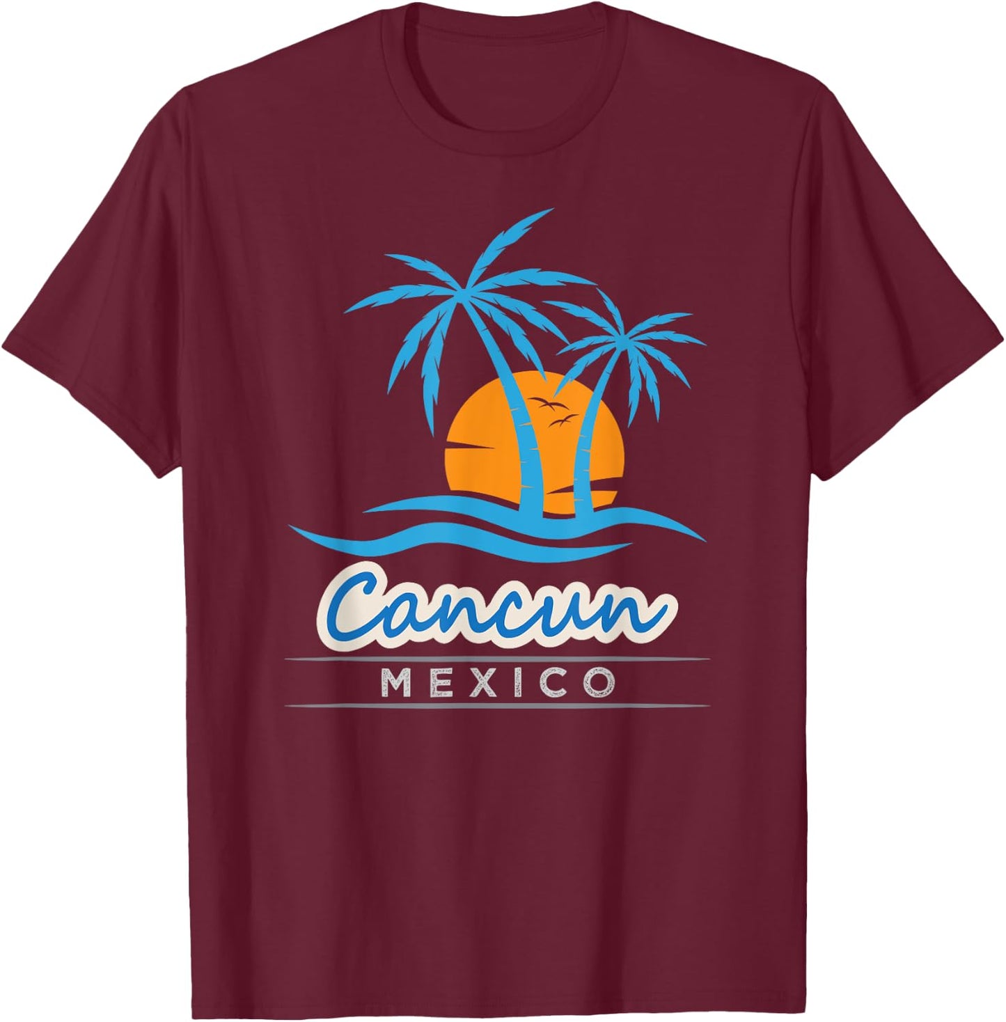 Vintage Retro Summer Vacation Mexico Cancun Beach T-Shirt - T-Shirt | Maroon