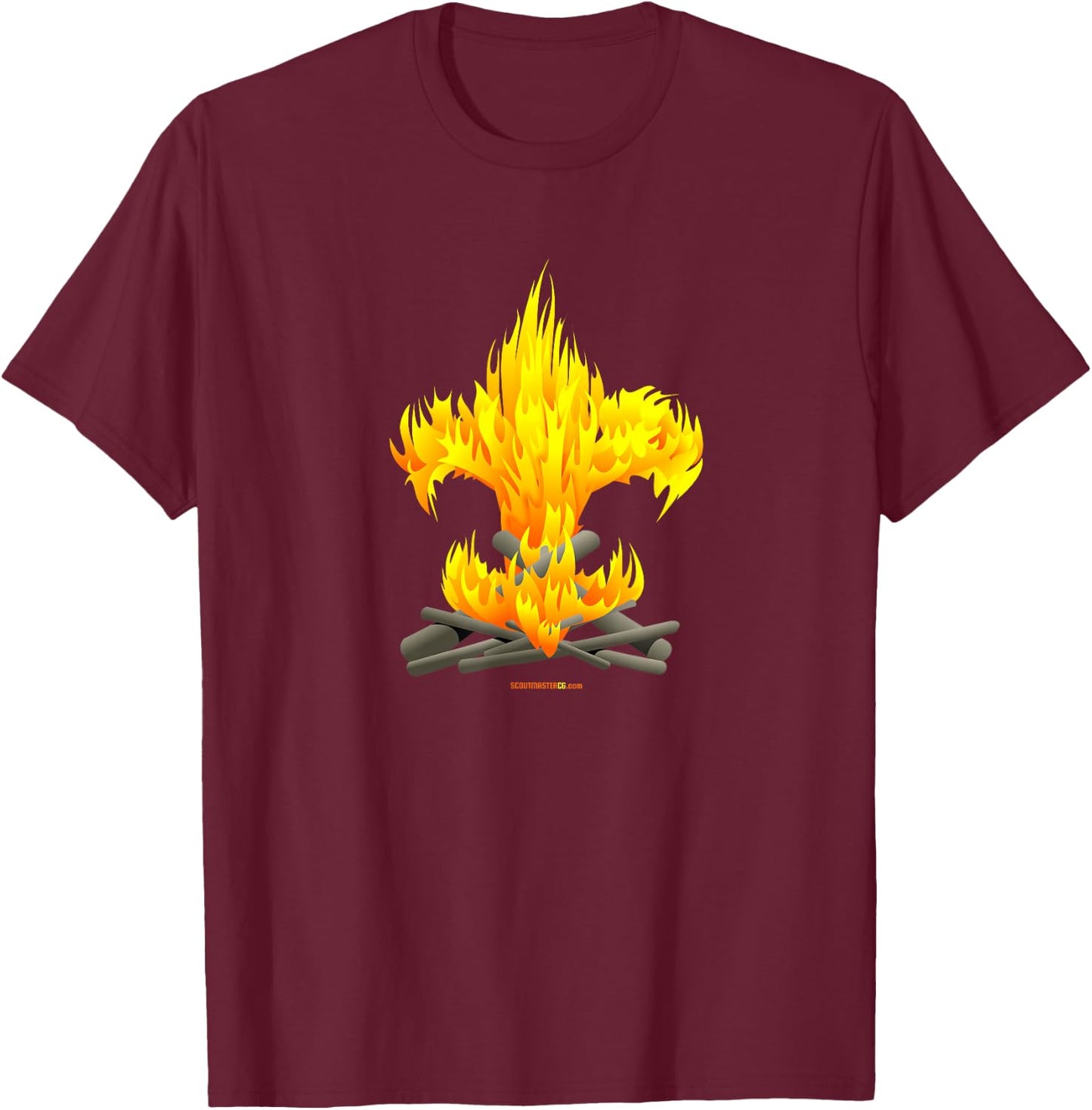 Scout Camp Fire - Original Fleur-de-lis Design T-Shirt - T-Shirt | Maroon