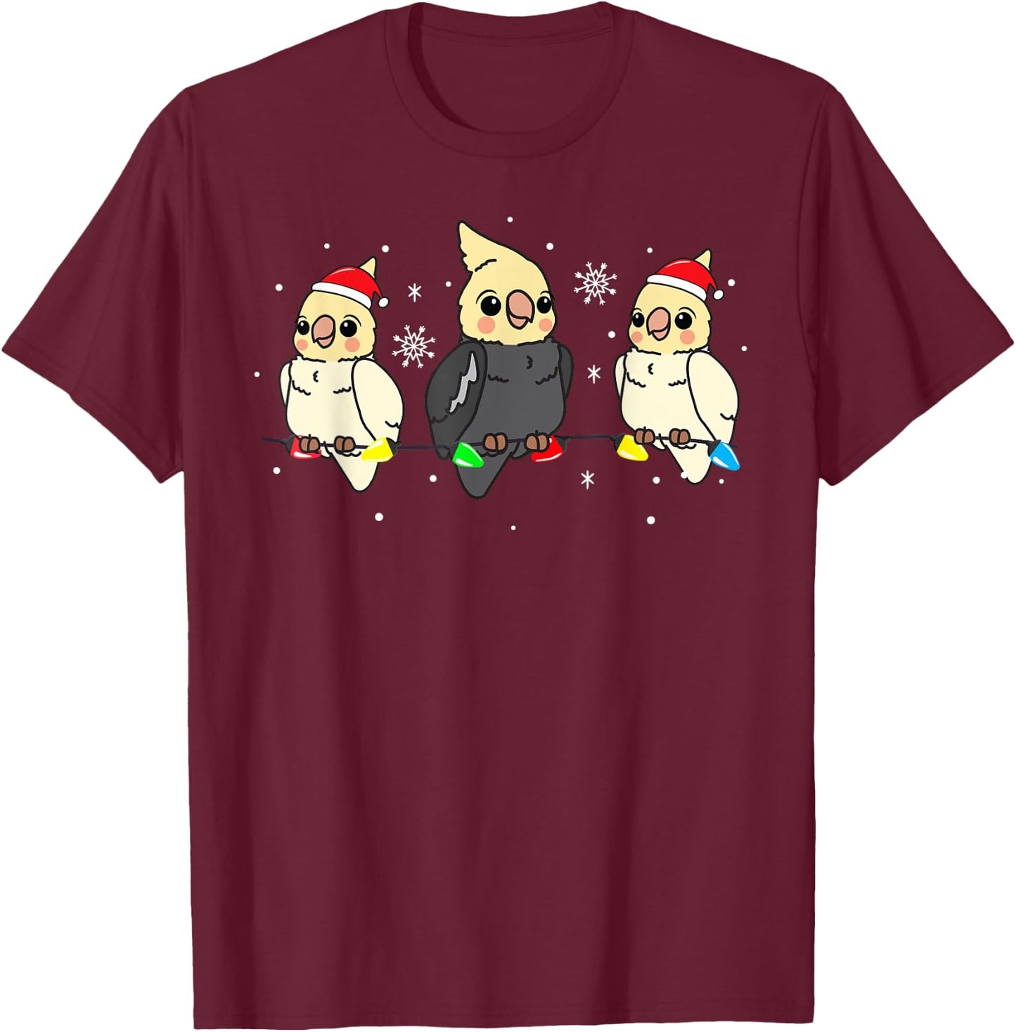 Cockatiel Bird Christmas Funny Gift T-Shirt - T-Shirt | Maroon