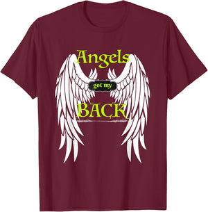 Angels Got my Back Inspirational Religious Wings T-Shirt - T-Shirt | Maroon
