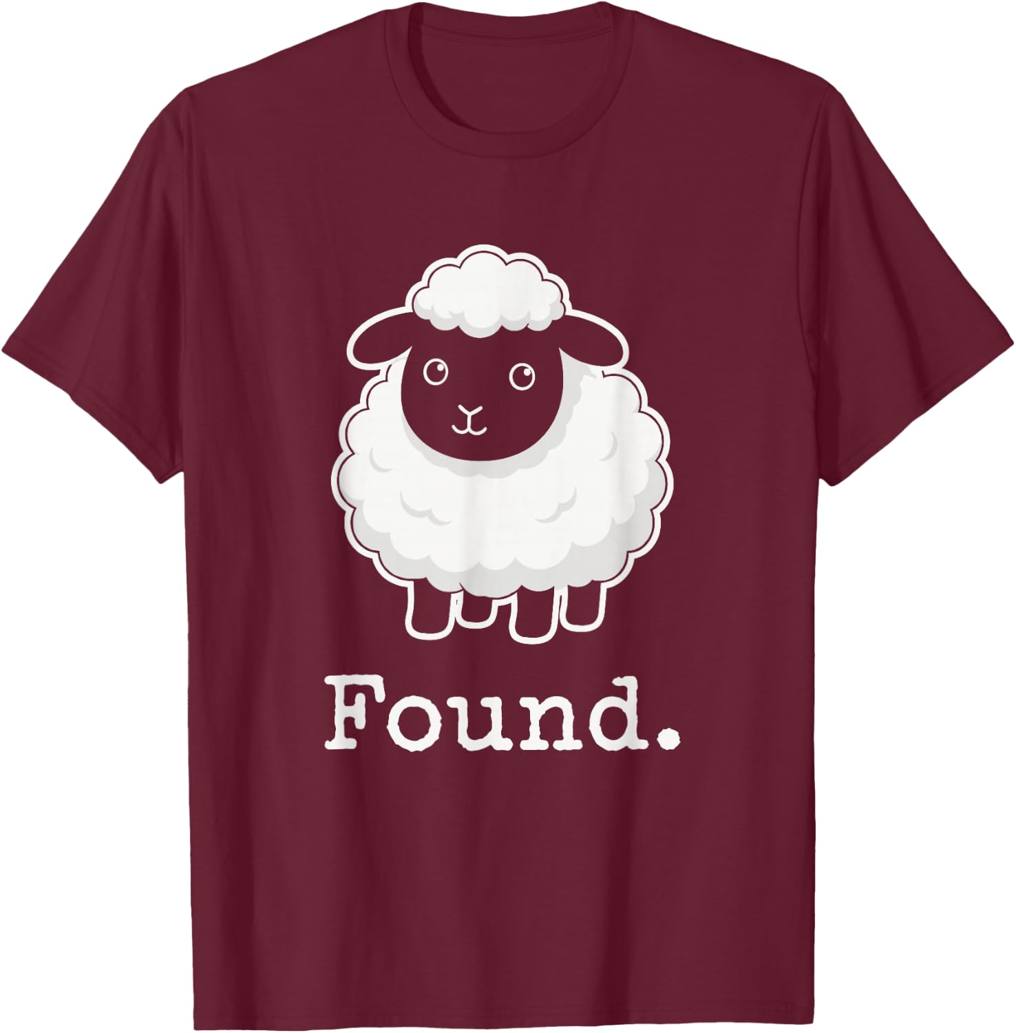 Found Minimalist Sheep Christian Psalm 23 Lamb T-Shirt - T-Shirt | Maroon