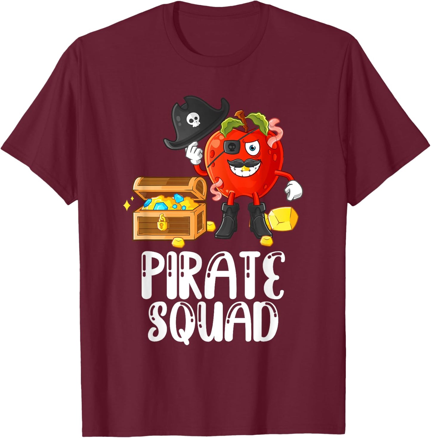 Pirate Squad Funny Apple Teacher Talk Like Pirate Day T-Shirt - T-Shirt | Maroon