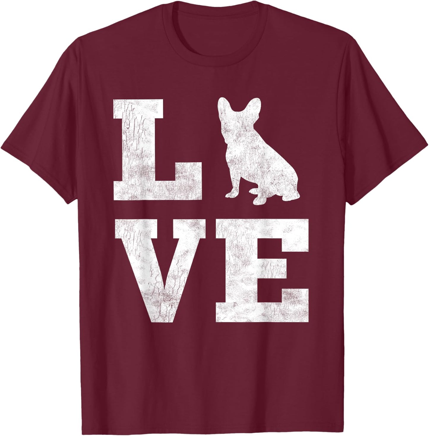 I Love French Bulldog Shirt Frenchie Dog Lover Owner Gifts Women Kids T-Shirt - T-Shirt | Maroon