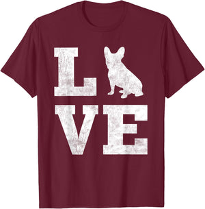 I Love French Bulldog Shirt Frenchie Dog Lover Owner Gifts Women Kids T-Shirt - T-Shirt | Maroon