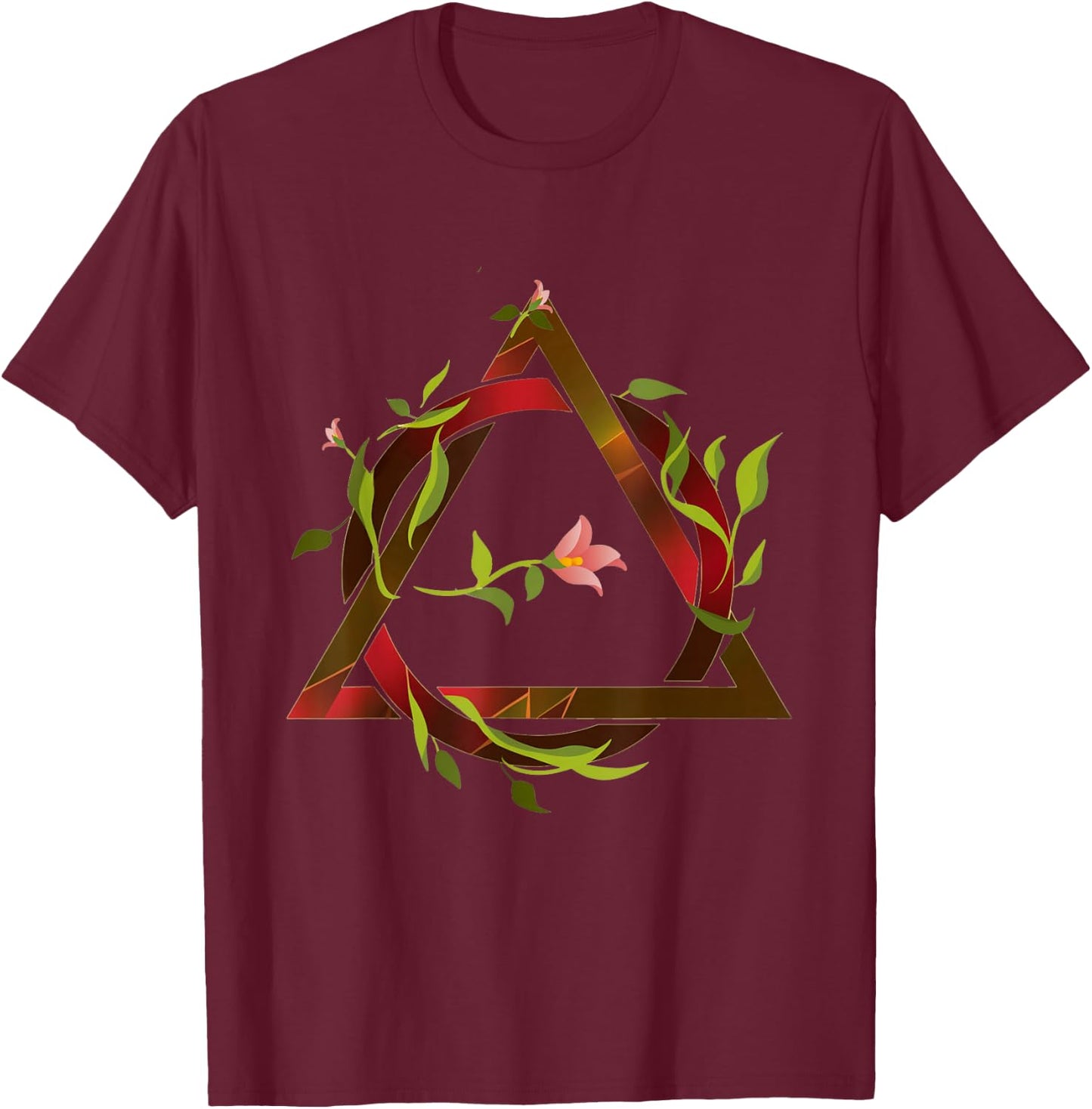 therian Symbol with Flowers Inclusion T-Shirt - T-Shirt | Maroon