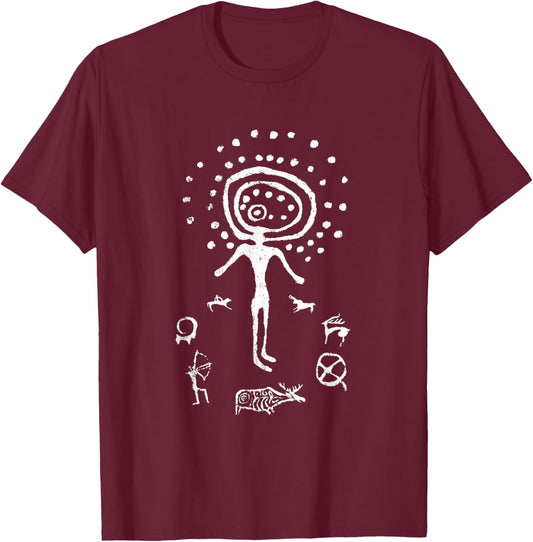 Tamgaly Shaman Cave Petroglyph Ancient Art Archaeology T-Shirt - T-Shirt | Maroon