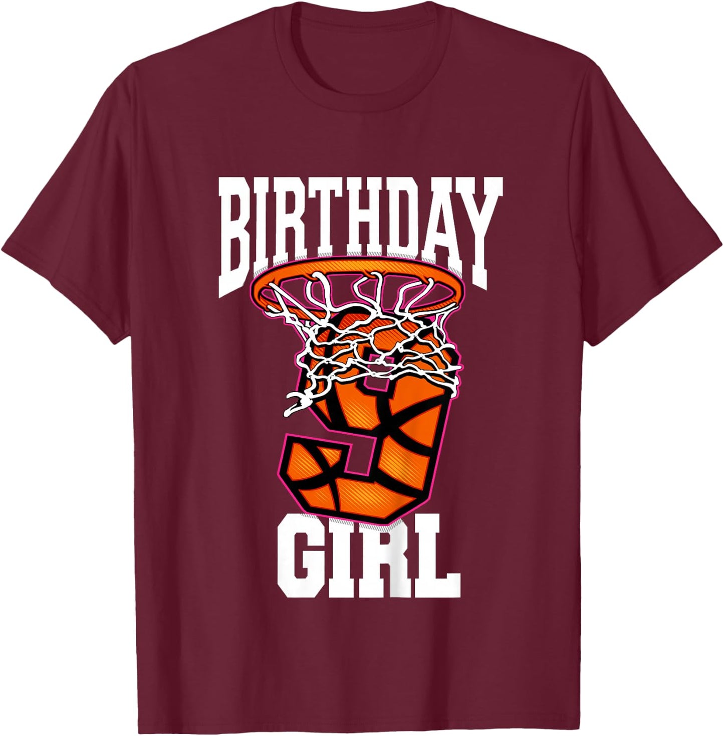 9th Birthday | Basketball For Girl | 9 Years Old T-Shirt - T-Shirt | Maroon