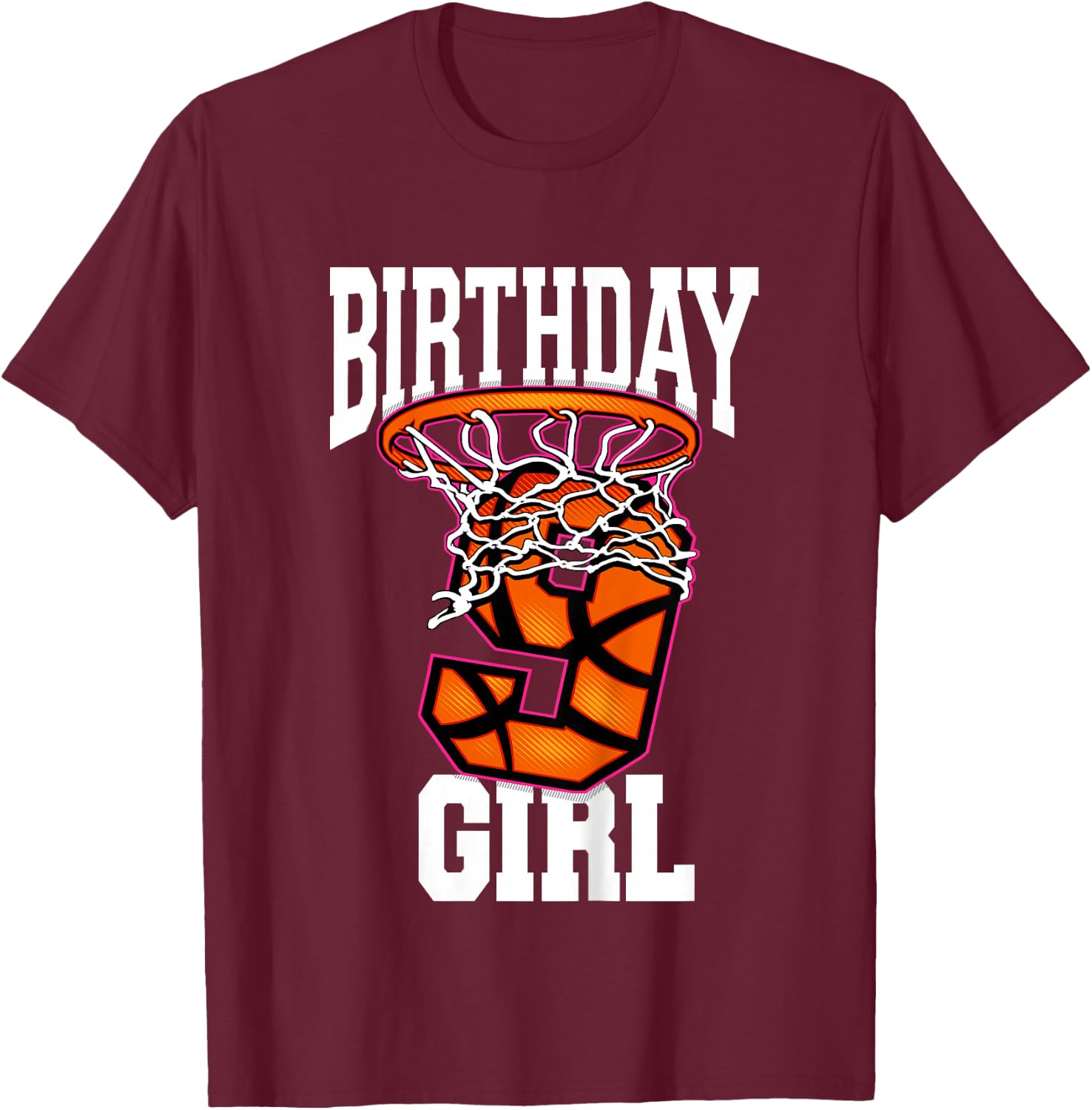 9th Birthday | Basketball For Girl | 9 Years Old T-Shirt - T-Shirt | Maroon
