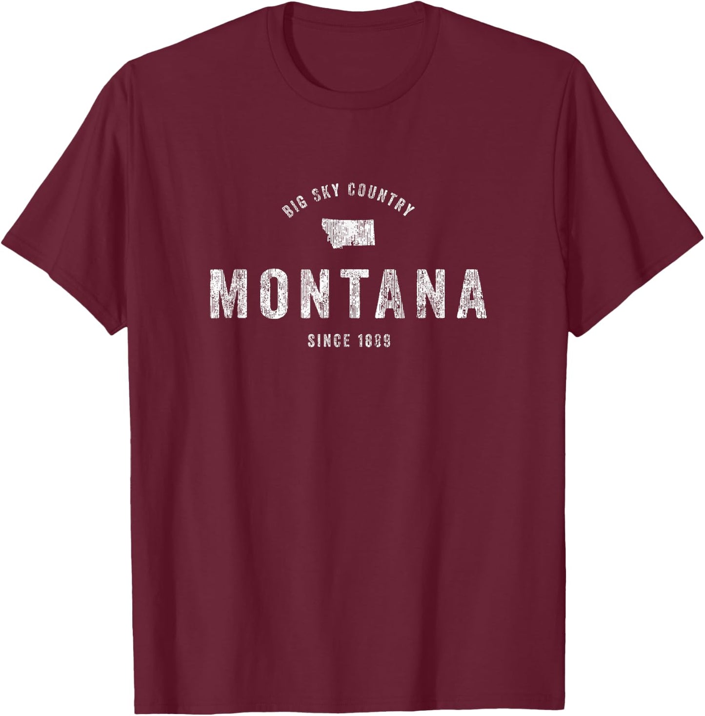 Montana T Shirt Vintage Sports Design Retro MT T-Shirt - T-Shirt | Maroon