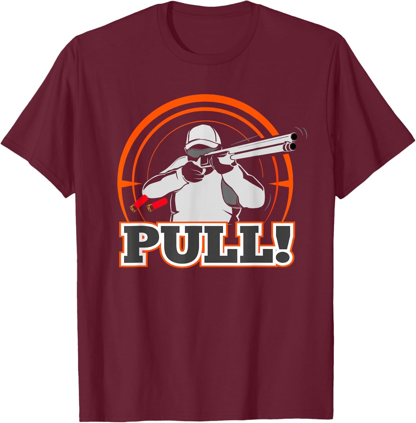 Pull Clay Skeet Shooting T Shirt Trap Shotgun Shotgun Gift T-Shirt - T-Shirt | Maroon